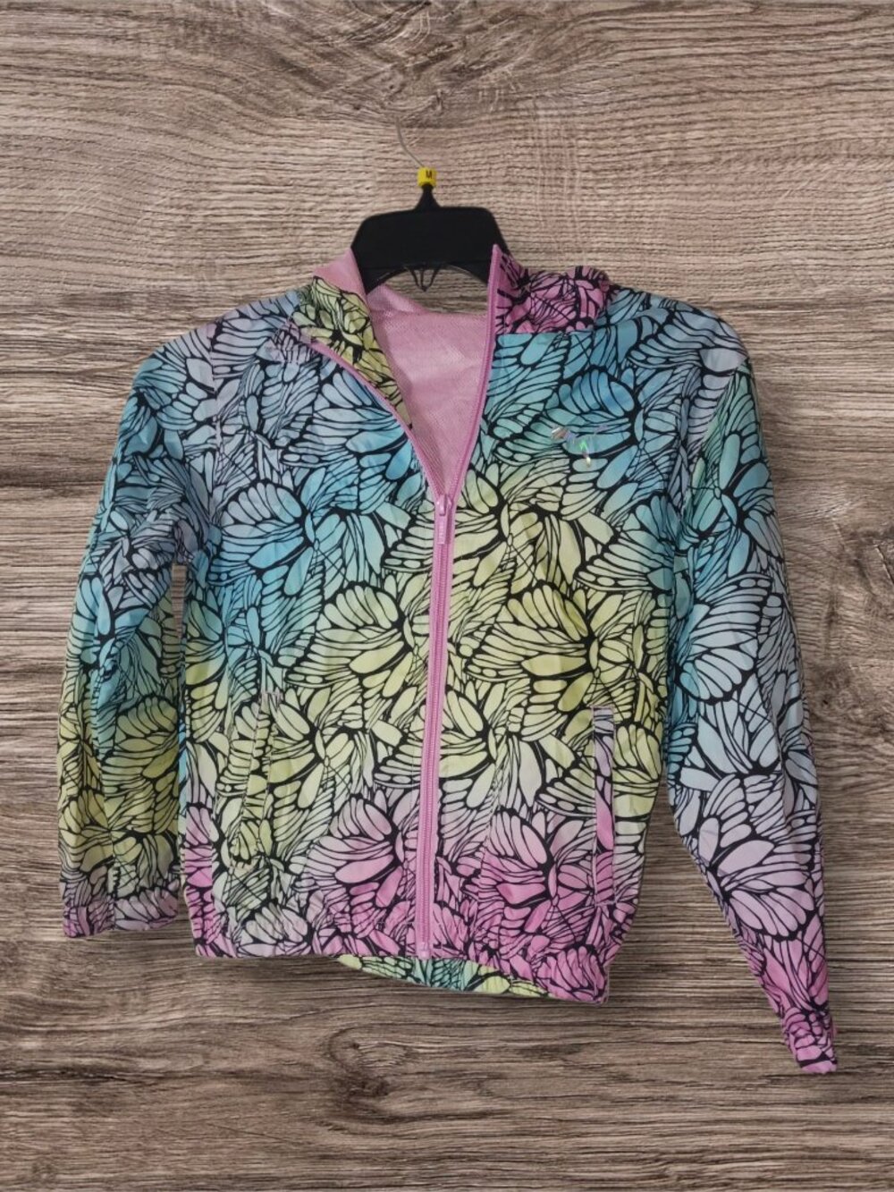 Puma Girls Size 10 Rainbow Butterfly Print Full Zip Hooded Jacket